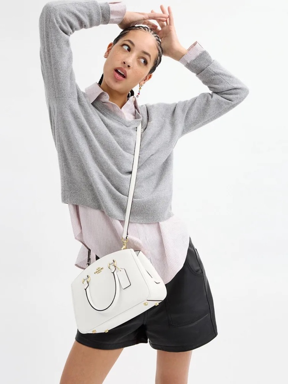 NWT Coach Savannah Small Carryall Crossbody Bag Gold Chalk Leather CAL54